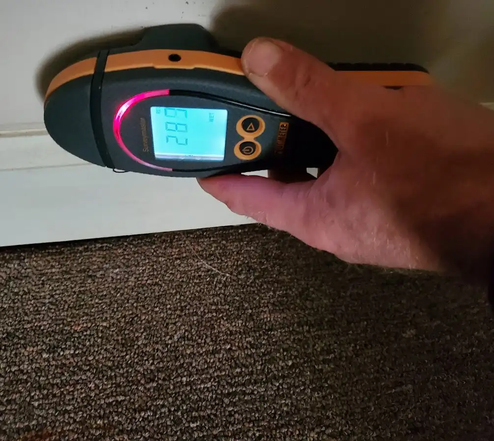 Moisture detection at baseboard during Sewage Cleanup & Sanitation in South Fulton